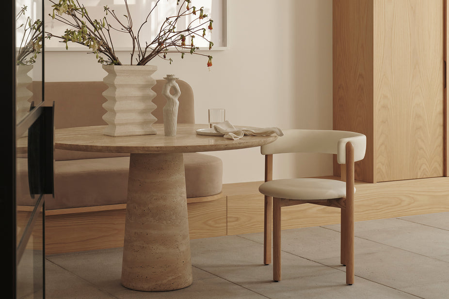 Travertine Kora Round Dining Table