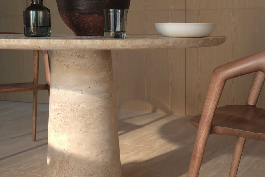 Travertine Kora Round Dining Table