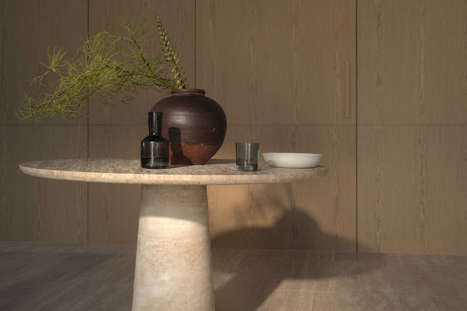 Travertine Kora Round Dining Table