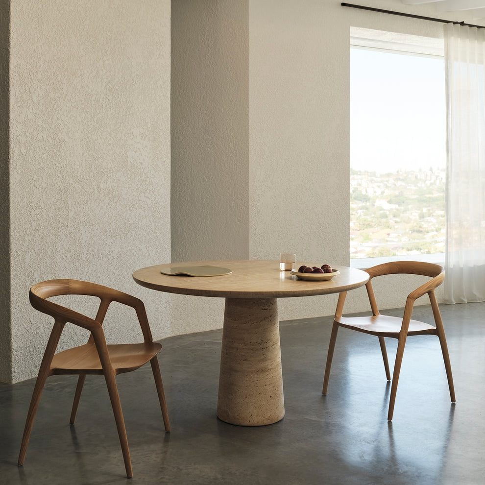 Travertine Kora Round Dining Table