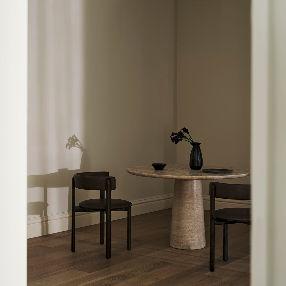 Travertine Kora Round Dining Table