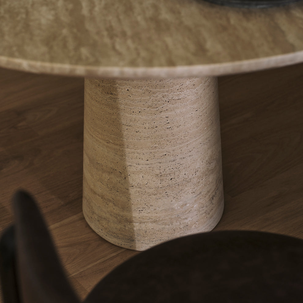 Travertine Kora Round Dining Table