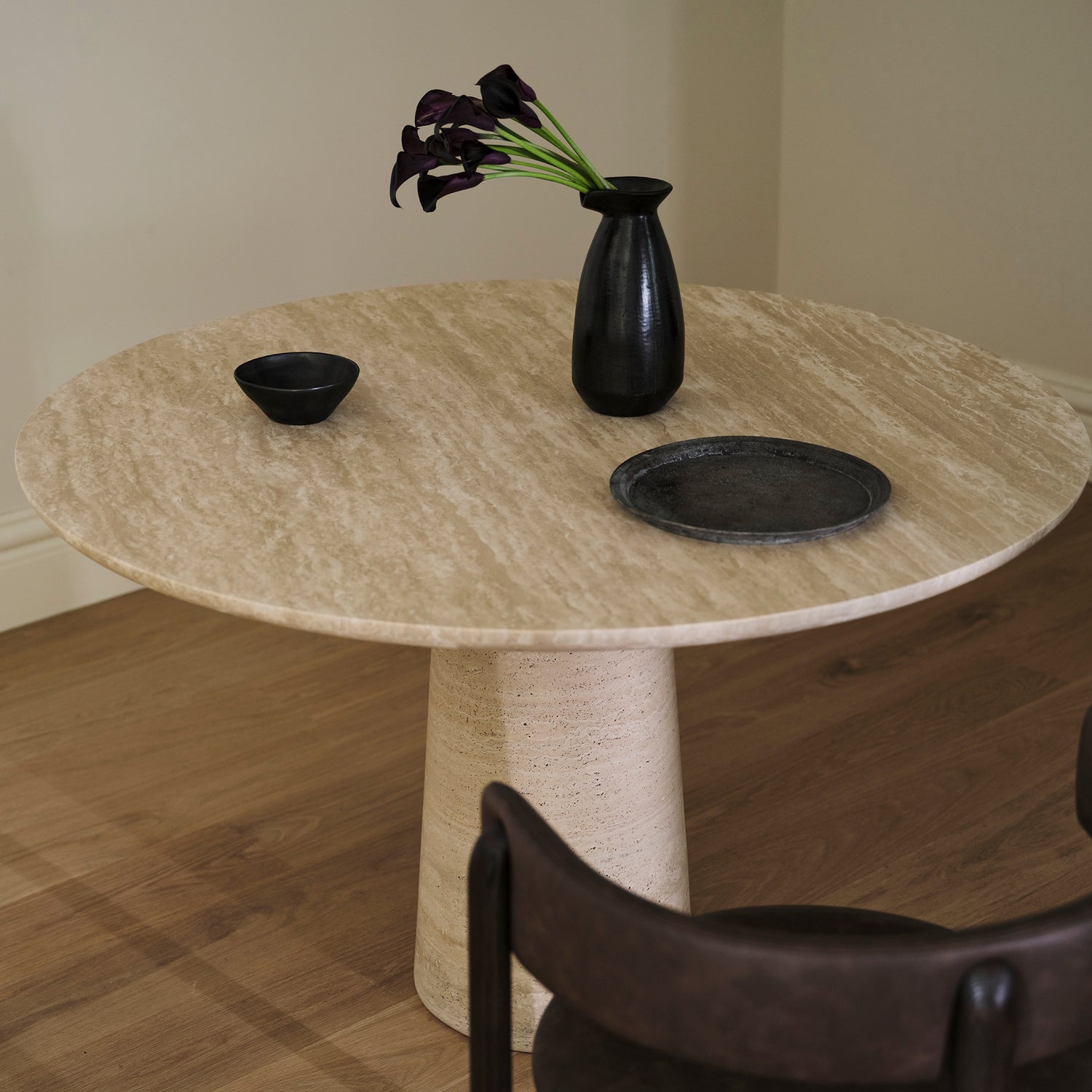 Travertine Kora Round Dining Table