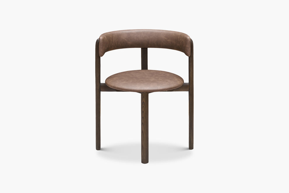 Aged Saddle Bellino Dining Chair with Americano Ash Timber Legs