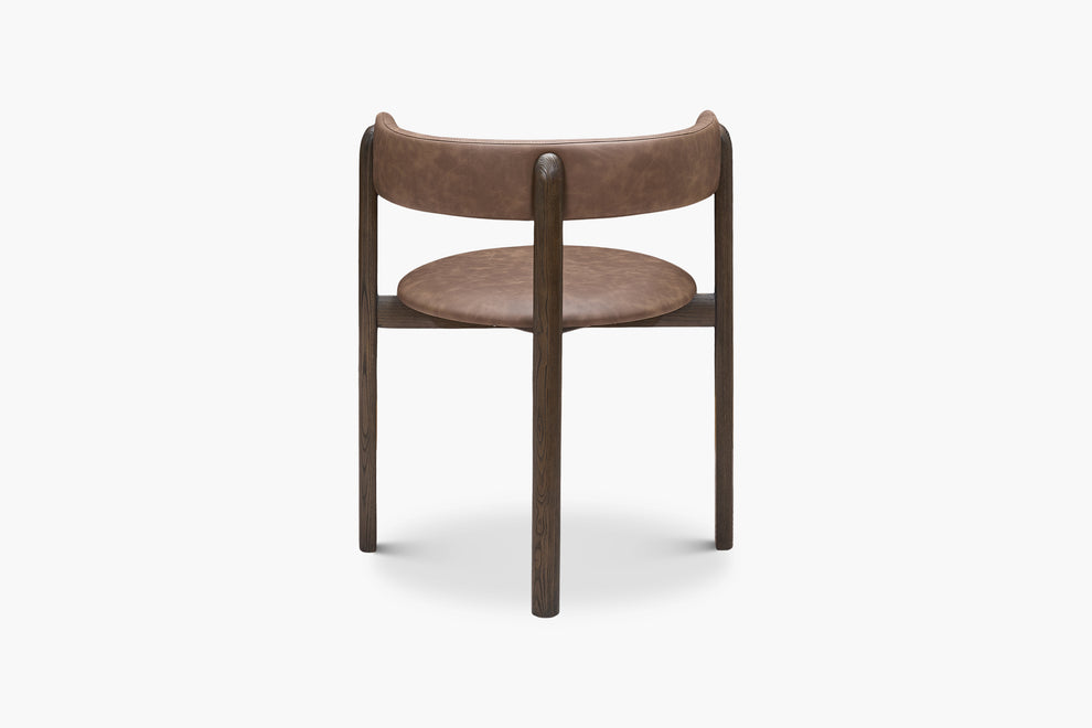 Aged Saddle Bellino Dining Chair with Americano Ash Timber Legs