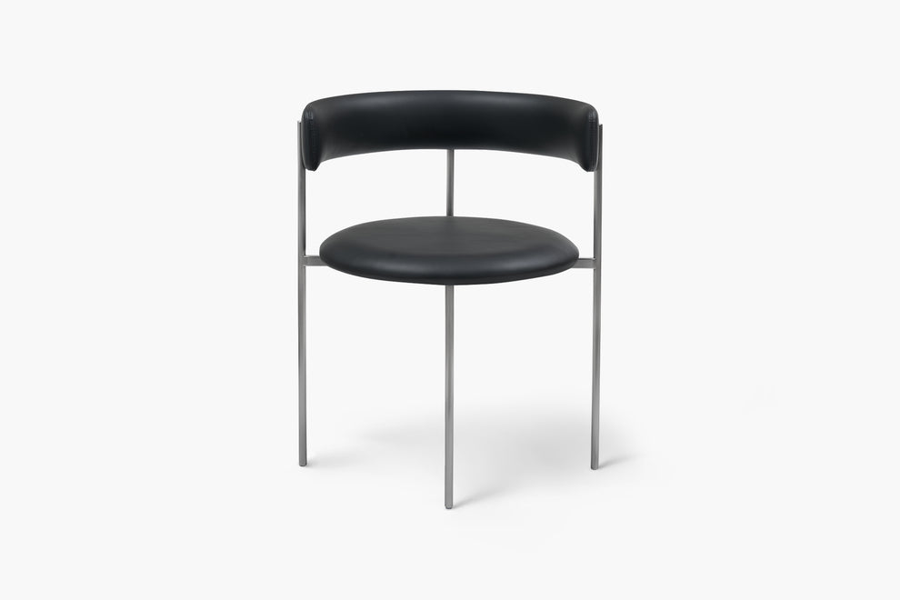 Midnight Black Bellino Dining Chair Stainless Steel Legs