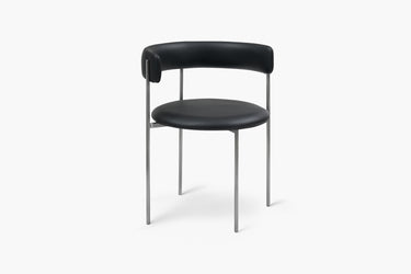 Midnight Black Bellino Dining Chair Stainless Steel Legs