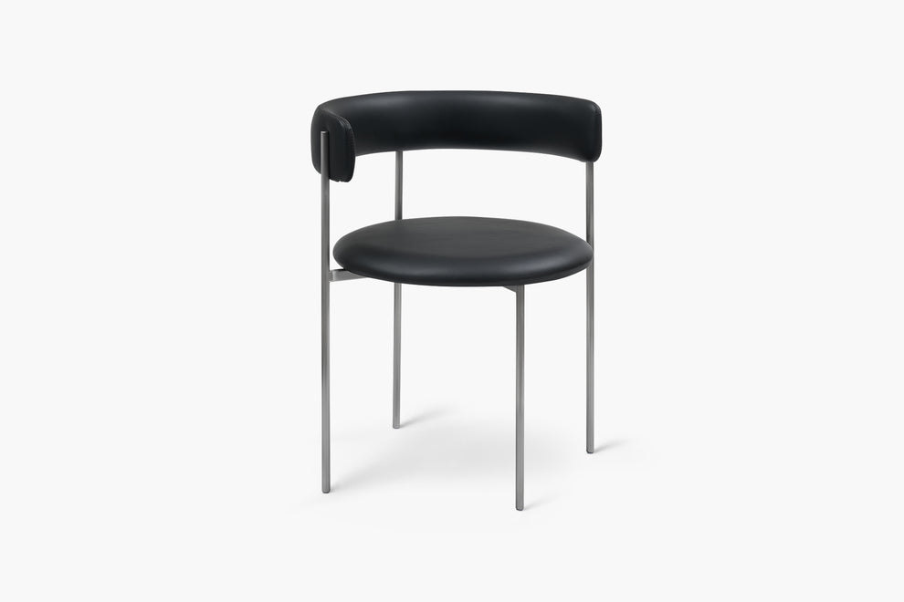Midnight Black Bellino Dining Chair Stainless Steel Legs