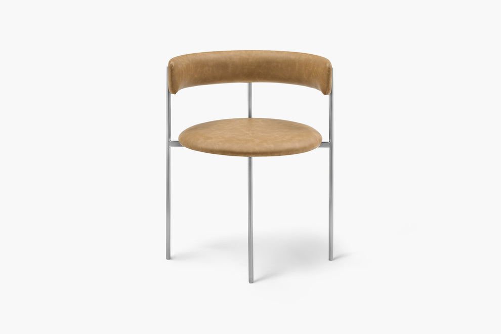 Tan Bellino Dining Chair Stainless Steel Legs