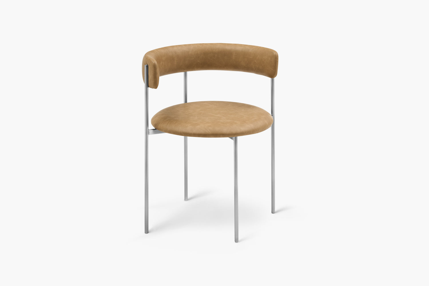 Tan Bellino Dining Chair Stainless Steel Legs