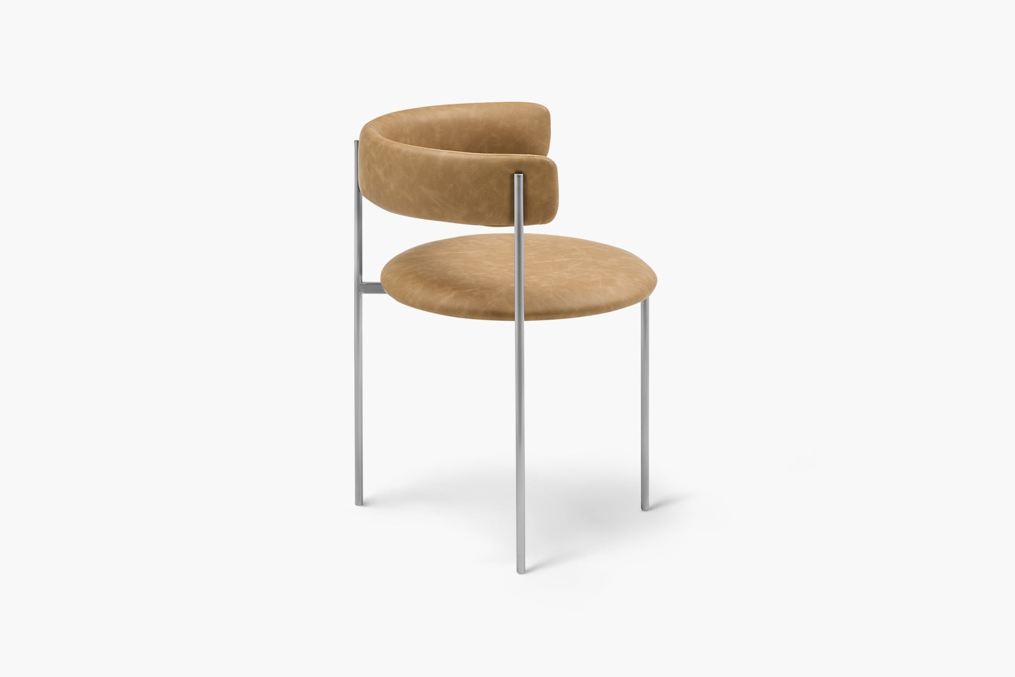 Tan Bellino Dining Chair Stainless Steel Legs