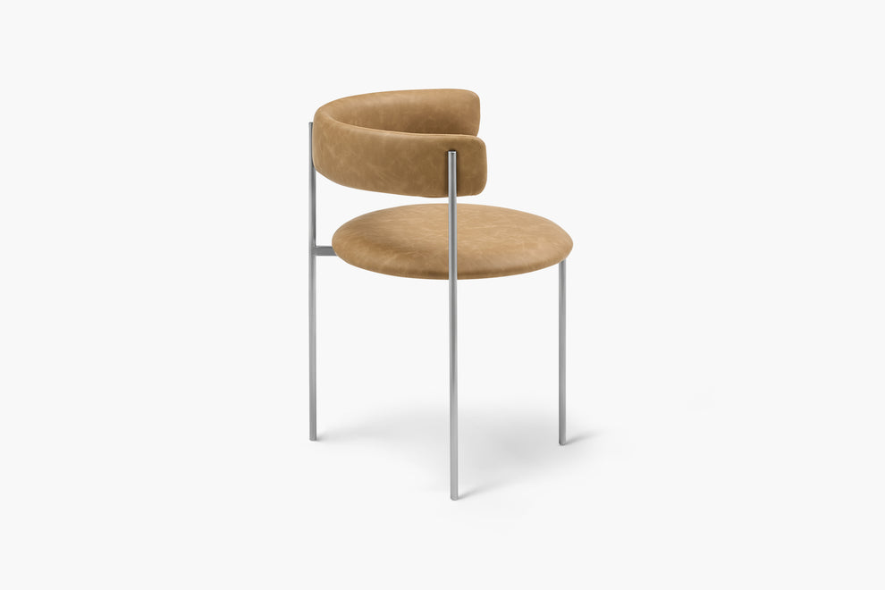 Tan Bellino Dining Chair Stainless Steel Legs