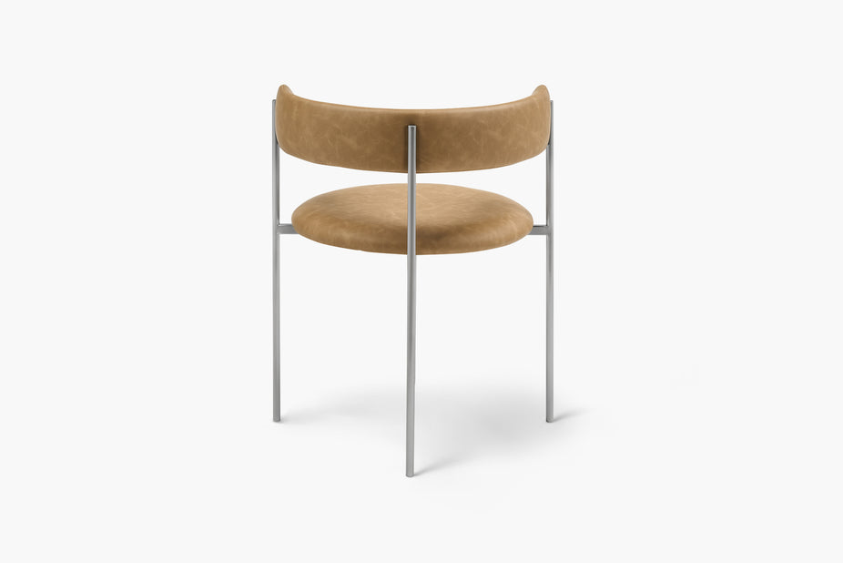 Tan Bellino Dining Chair Stainless Steel Legs