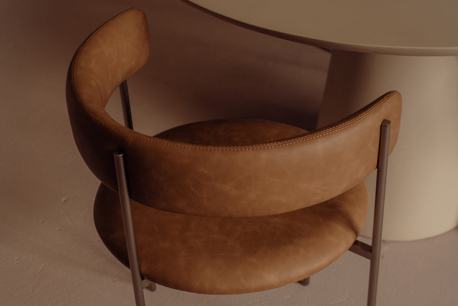 Tan Bellino Dining Chair Stainless Steel Legs