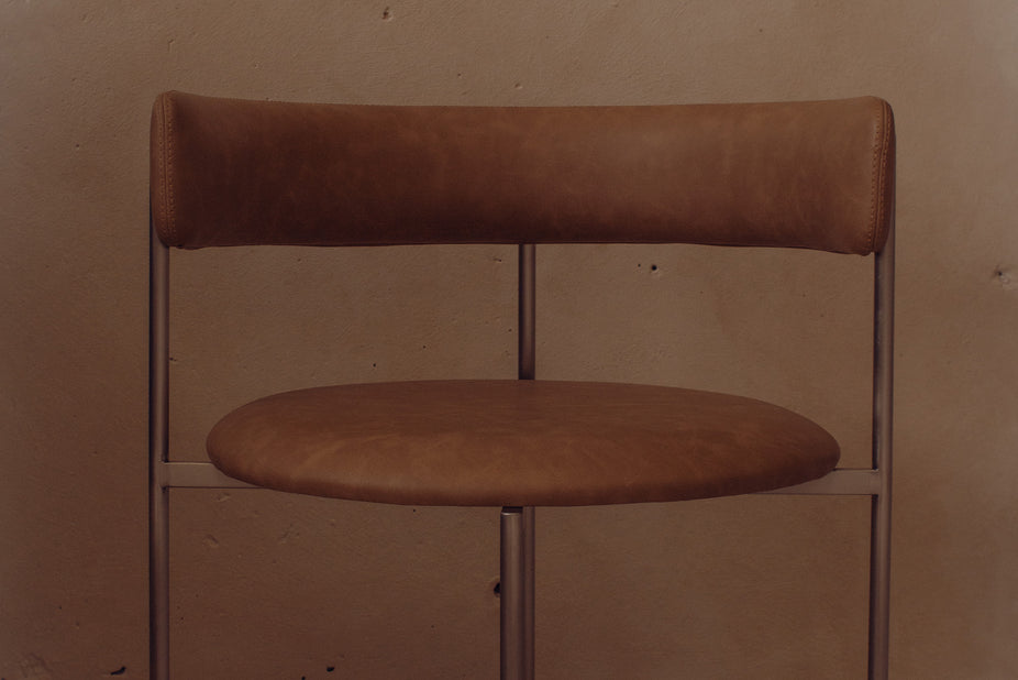 Tan Bellino Dining Chair Stainless Steel Legs