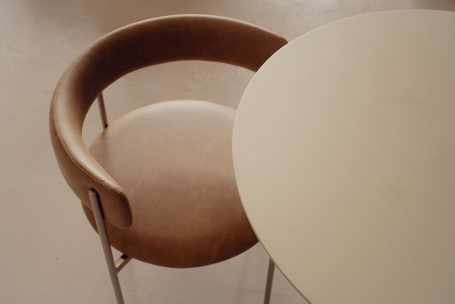 Tan Bellino Dining Chair Stainless Steel Legs