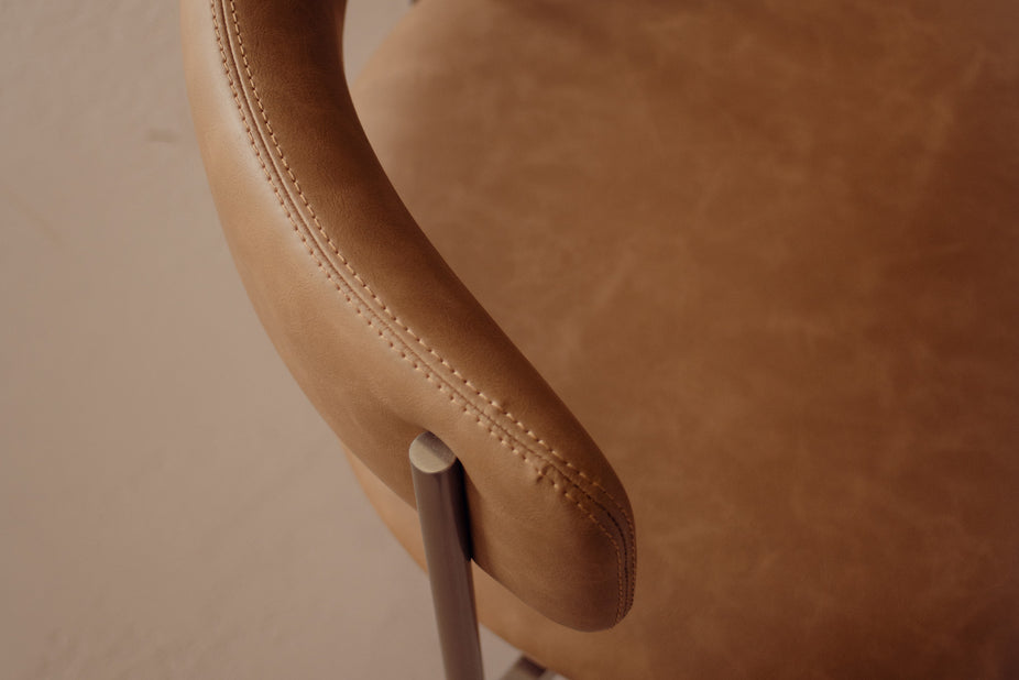 Tan Bellino Dining Chair Stainless Steel Legs