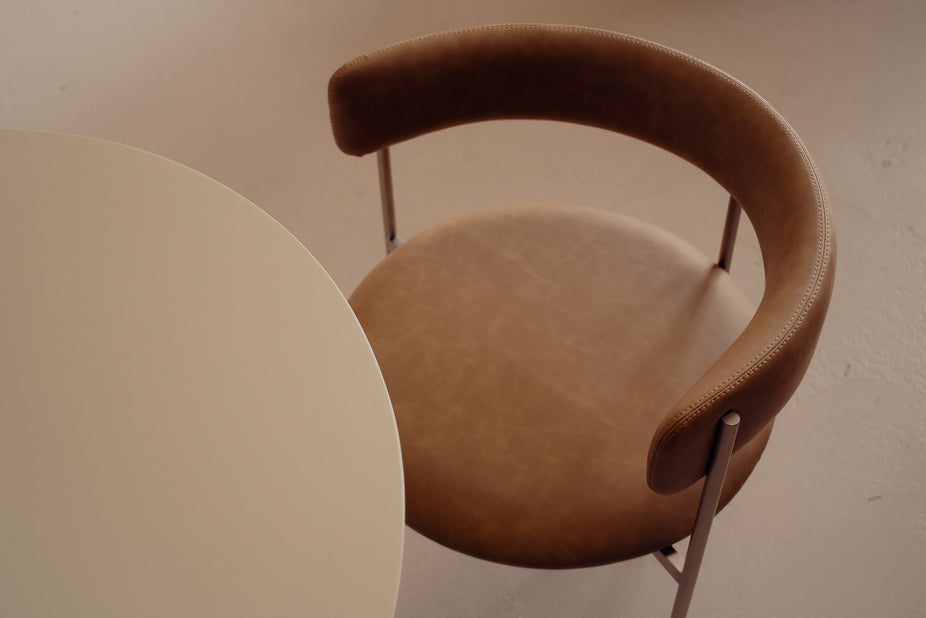 Tan Bellino Dining Chair Stainless Steel Legs