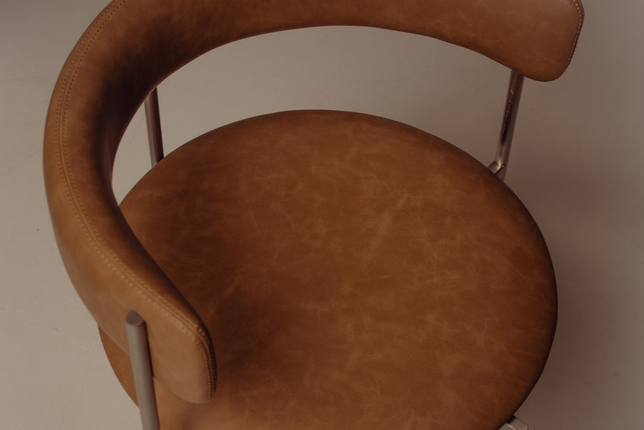 Tan Bellino Dining Chair Stainless Steel Legs