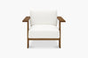 white armchair with brown timber frame