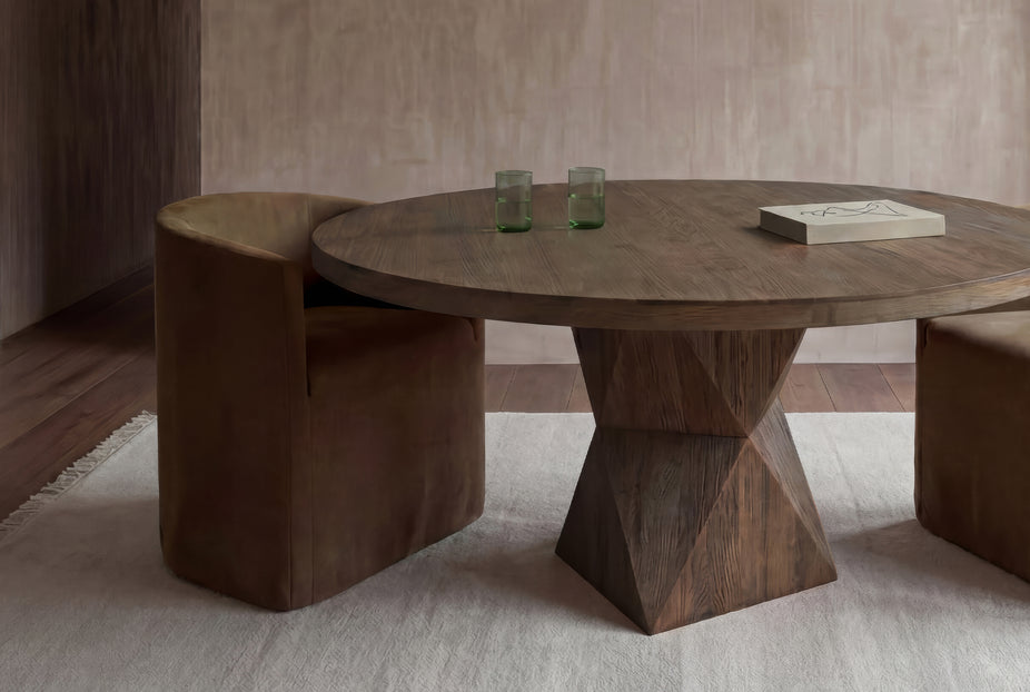 Rustic Helix Round Dining Table