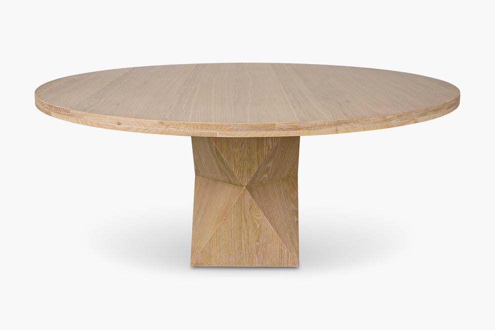 Washed Oak Helix Round Dining Table