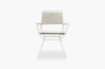 White rope outdoor dining armchair, front studio view