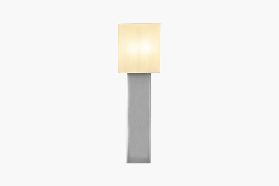 White Linen Shade Prism Floor Lamp