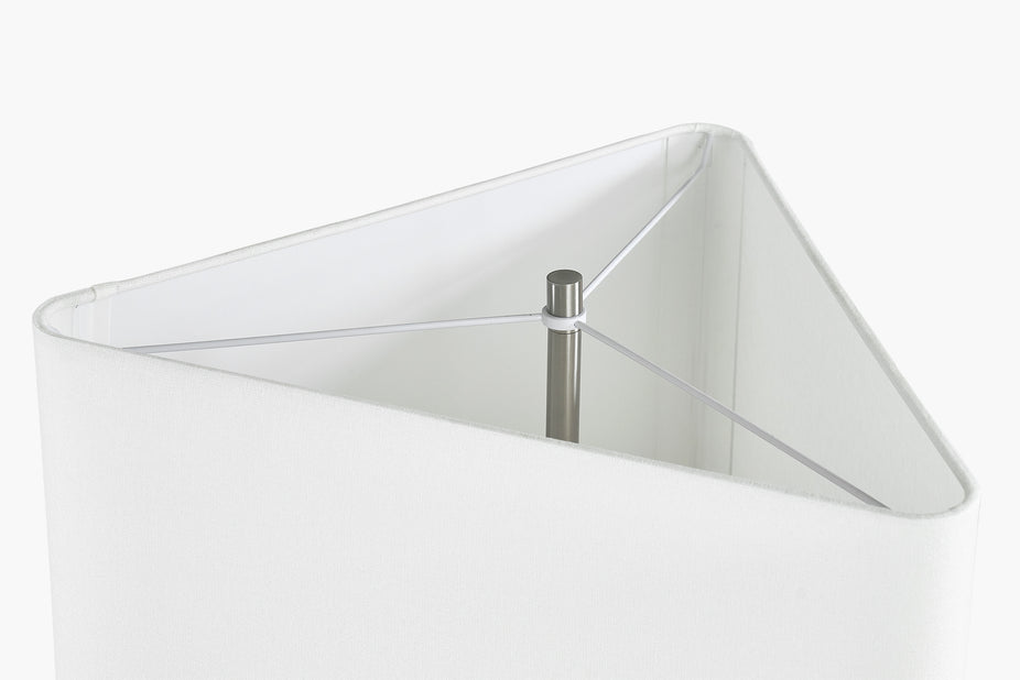 White Linen Shade Prism Floor Lamp