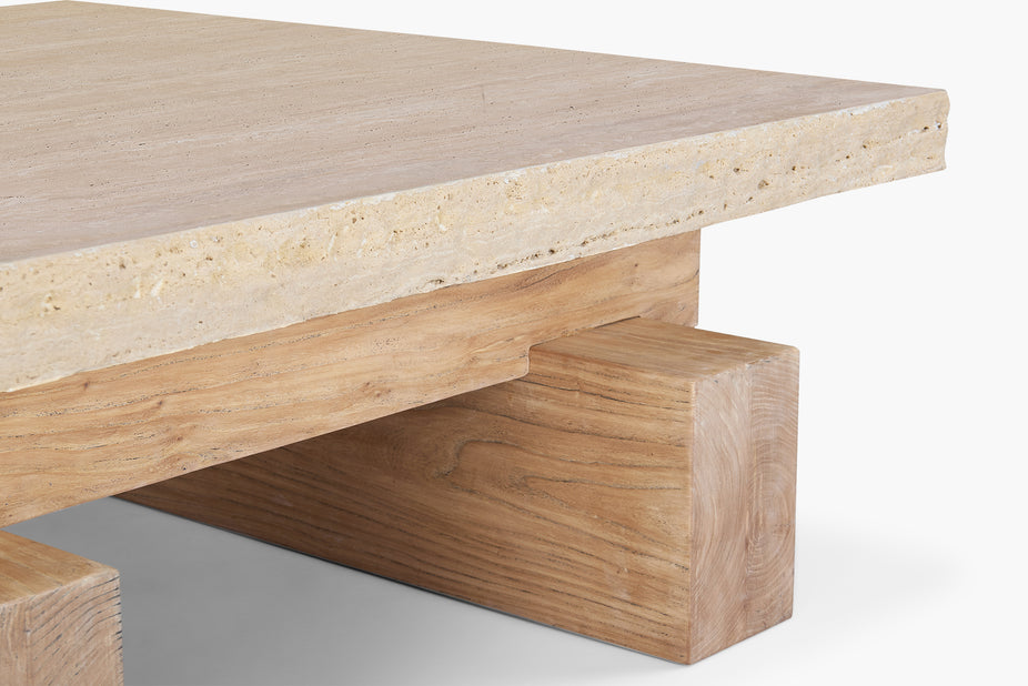 Travertine Rocco Square Coffee Table