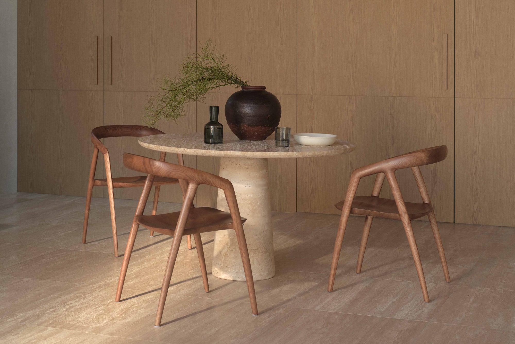 Travertine Kora Round Dining Table