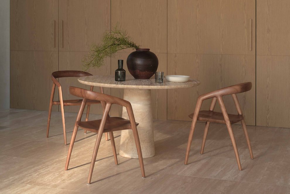 Travertine Kora Round Dining Table