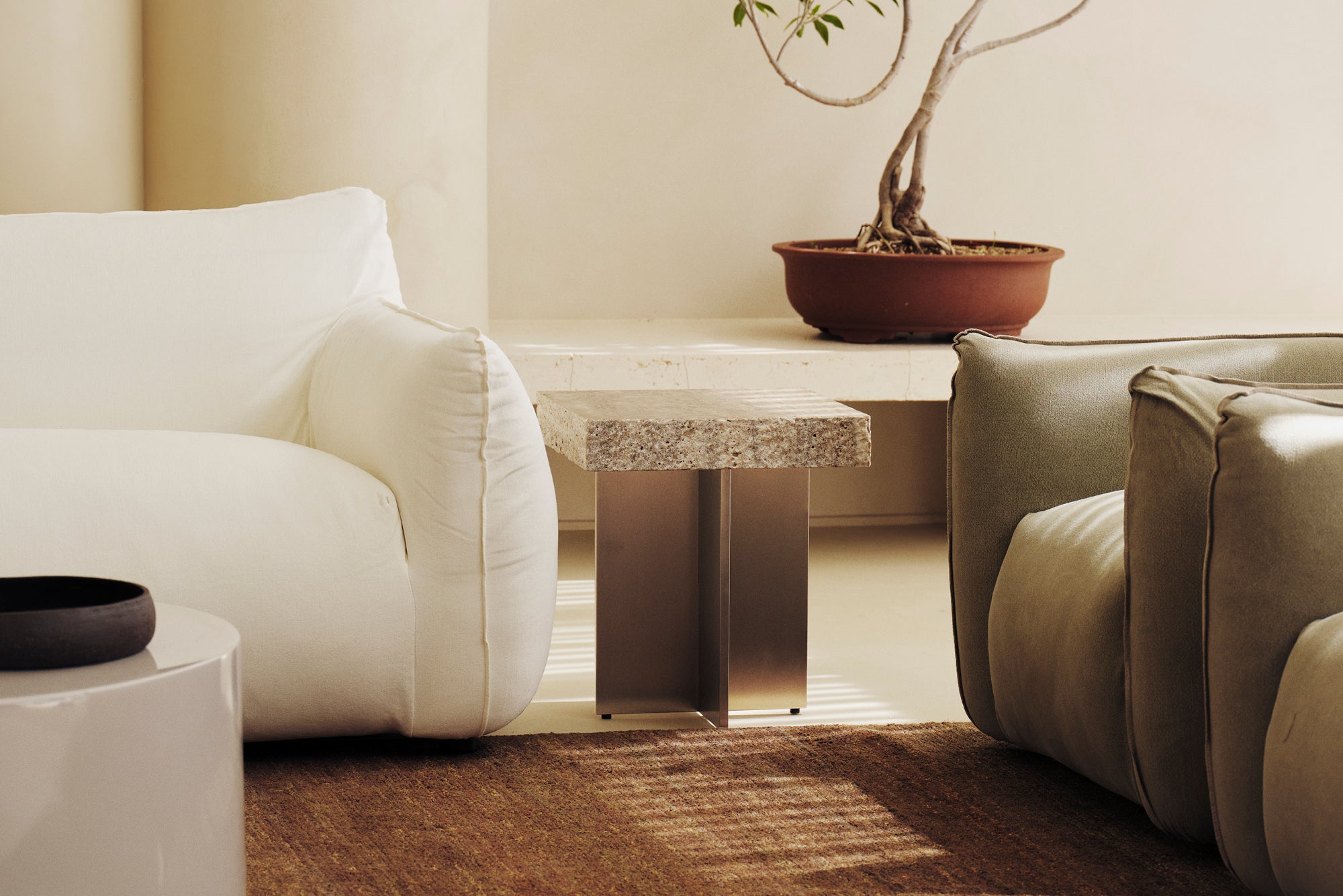 Zaha Travertine Side Table