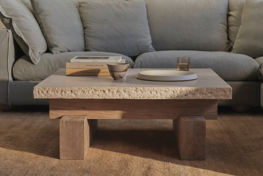 Travertine Rocco Square Coffee Table