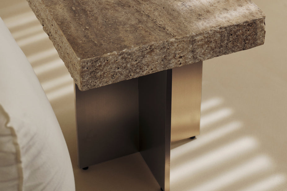 Zaha Travertine Side Table