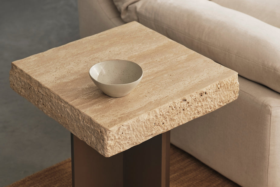 Zaha Travertine Side Table