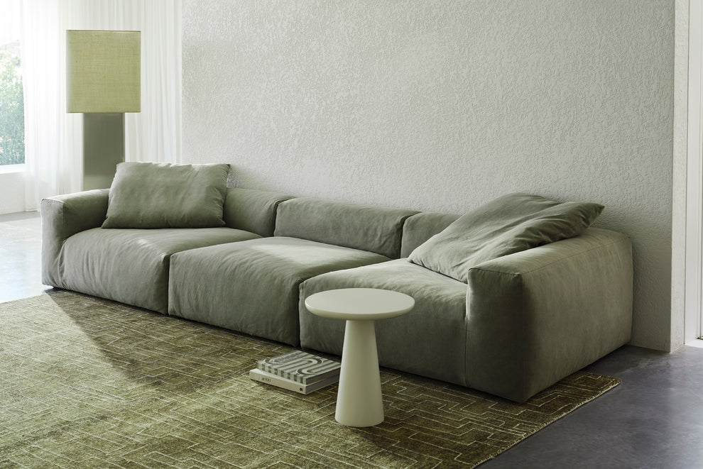 Raw Linen Shade Prism Floor Lamp