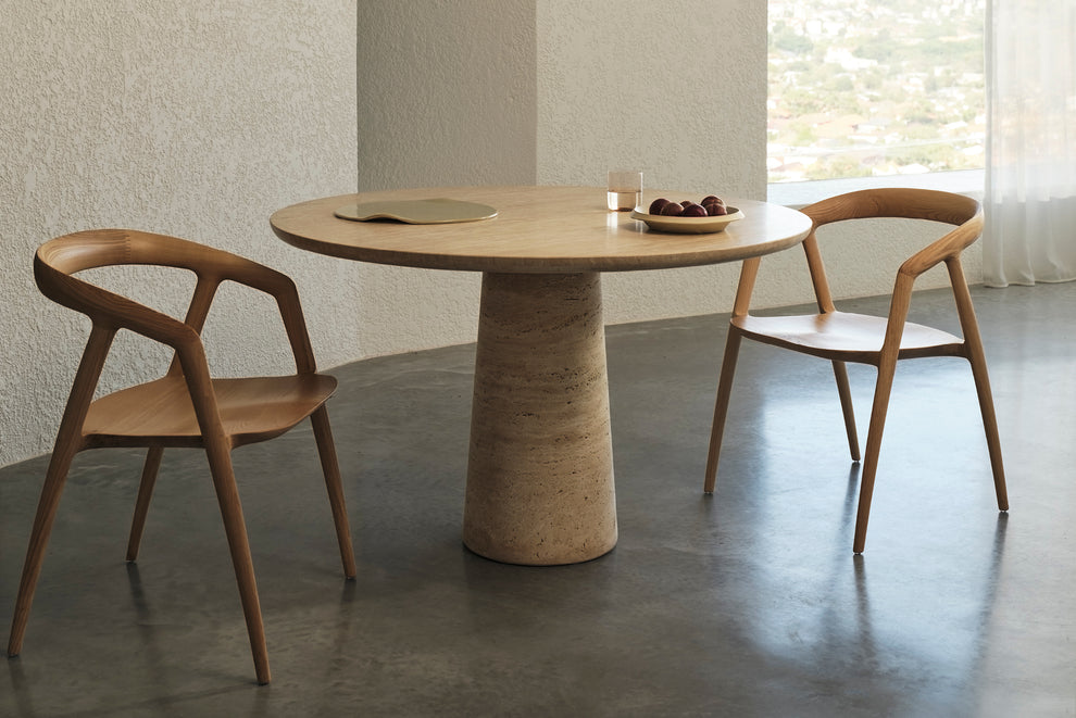 Travertine Kora Round Dining Table