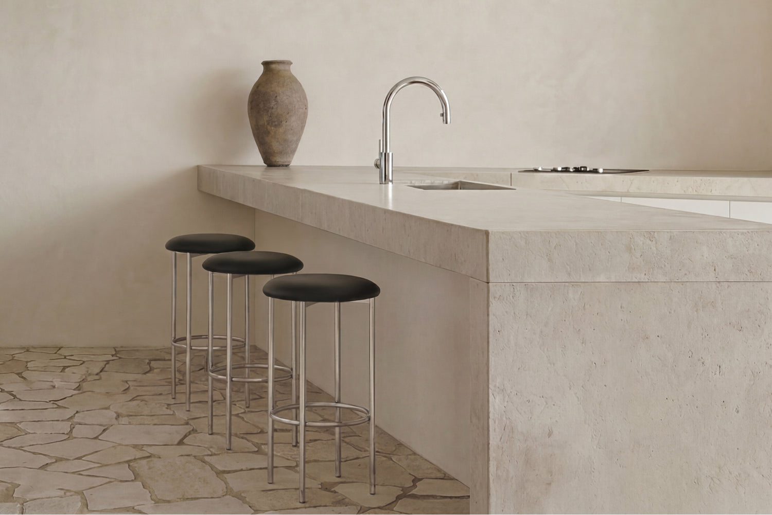 Bellino Counter Stool with Stainless Steel Frame