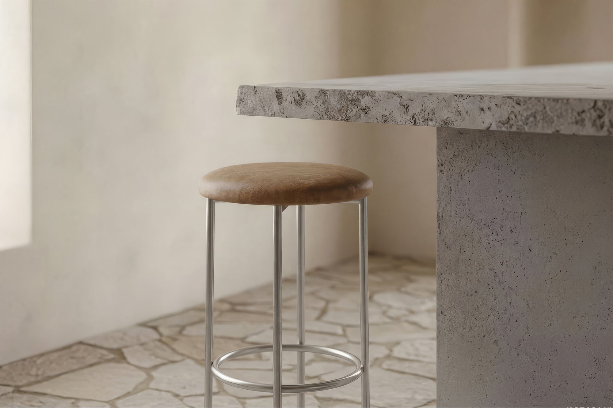 Bellino Counter Stool with Stainless Steel Frame