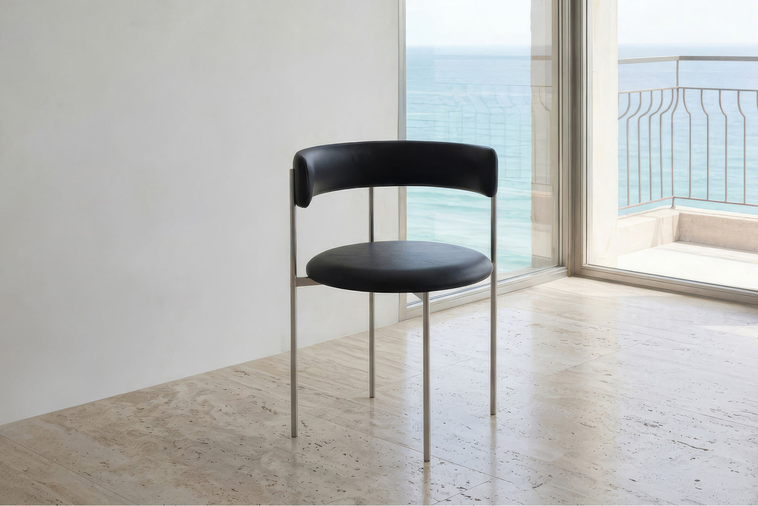 Midnight Black Bellino Dining Chair Stainless Steel Legs