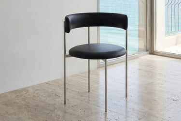 Midnight Black Bellino Dining Chair Stainless Steel Legs