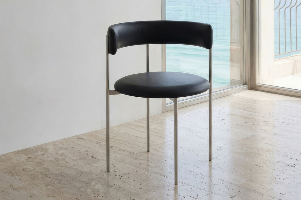Midnight Black Bellino Dining Chair Stainless Steel Legs