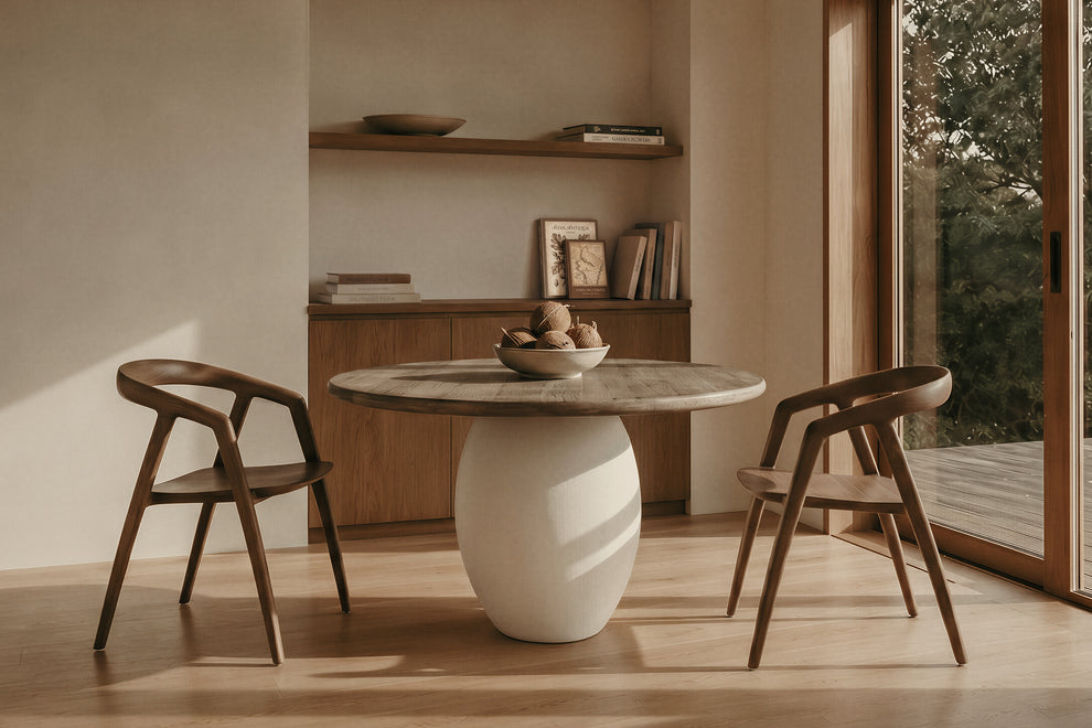 Rustic Blanc Olay Round Dining Table