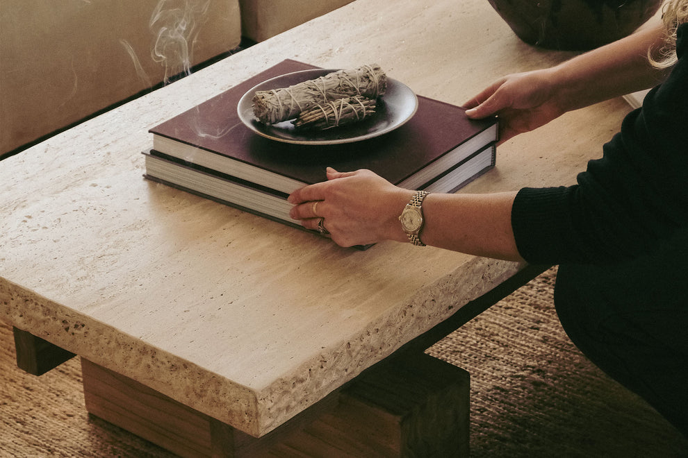 Travertine Rocco Rectangle Coffee Table