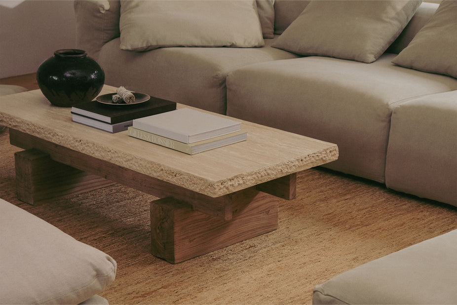 Travertine Rocco Rectangle Coffee Table