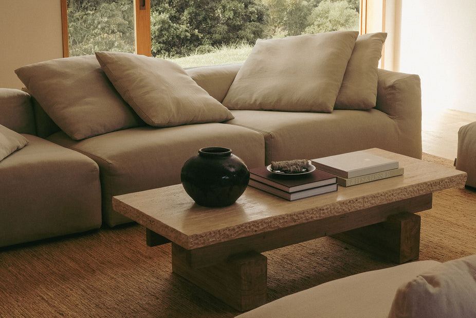 Travertine Rocco Rectangle Coffee Table